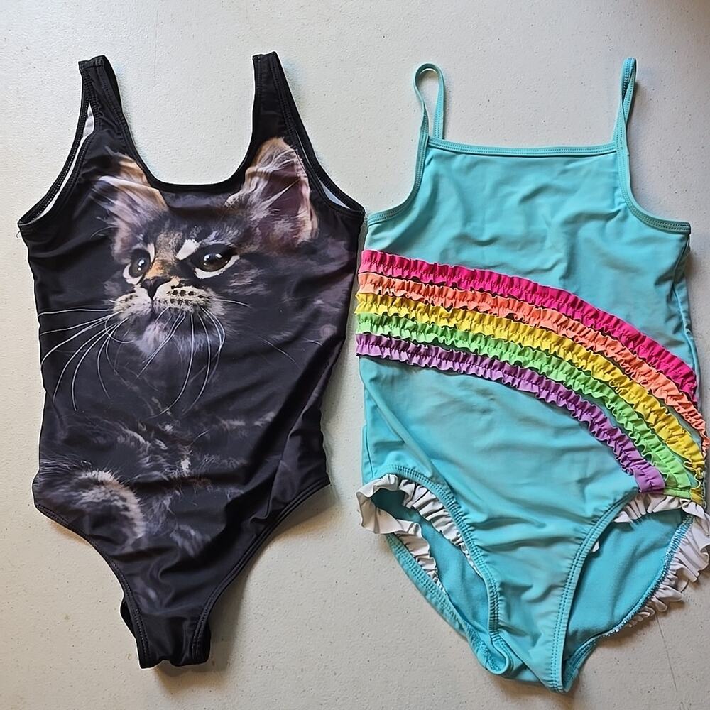 Girls Swimsuits Lot Of 2 One‎ Piece Multicolored Size M 8 Summer Beach Colorful